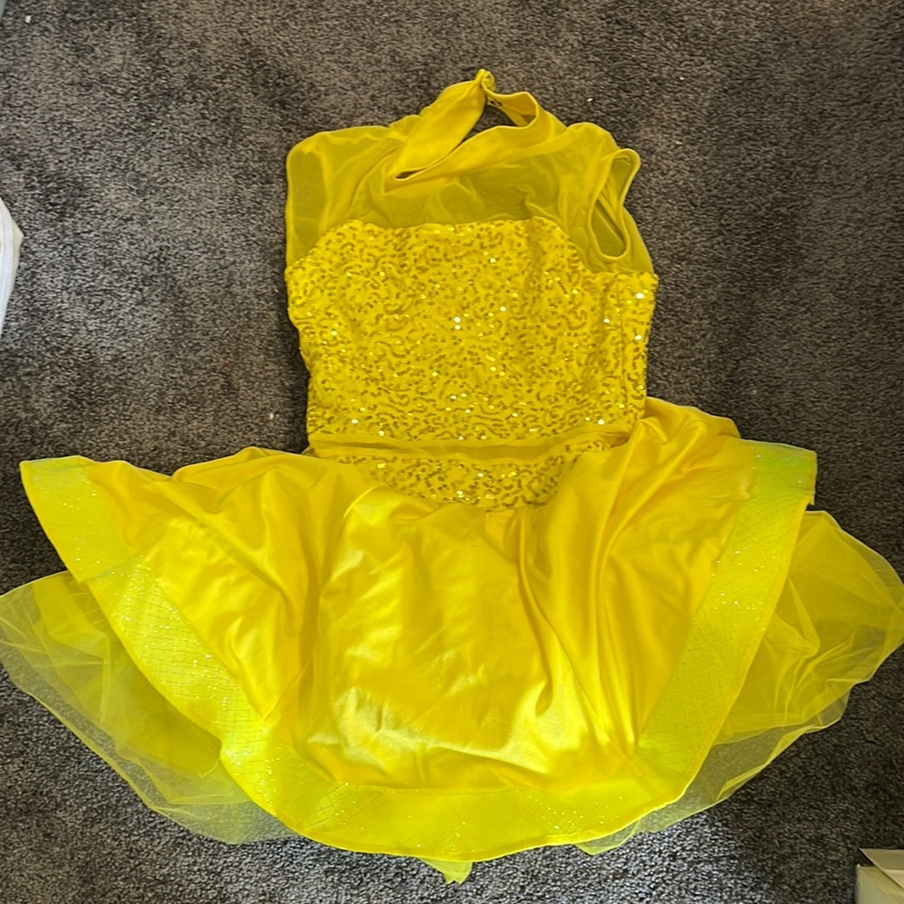 Girls yellow sparkle dress tutu perfect for belle costume